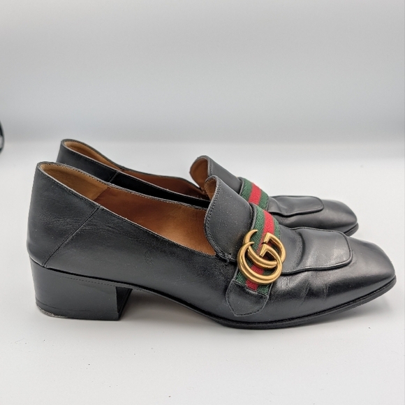 Gucci Peyton GG Web Stripe Loafers 39 / US 9 Black Leather Slip On Shoes - Picture 10 of 10